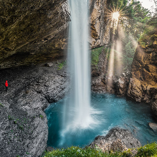 Caves gorges waterfalls Switzerland